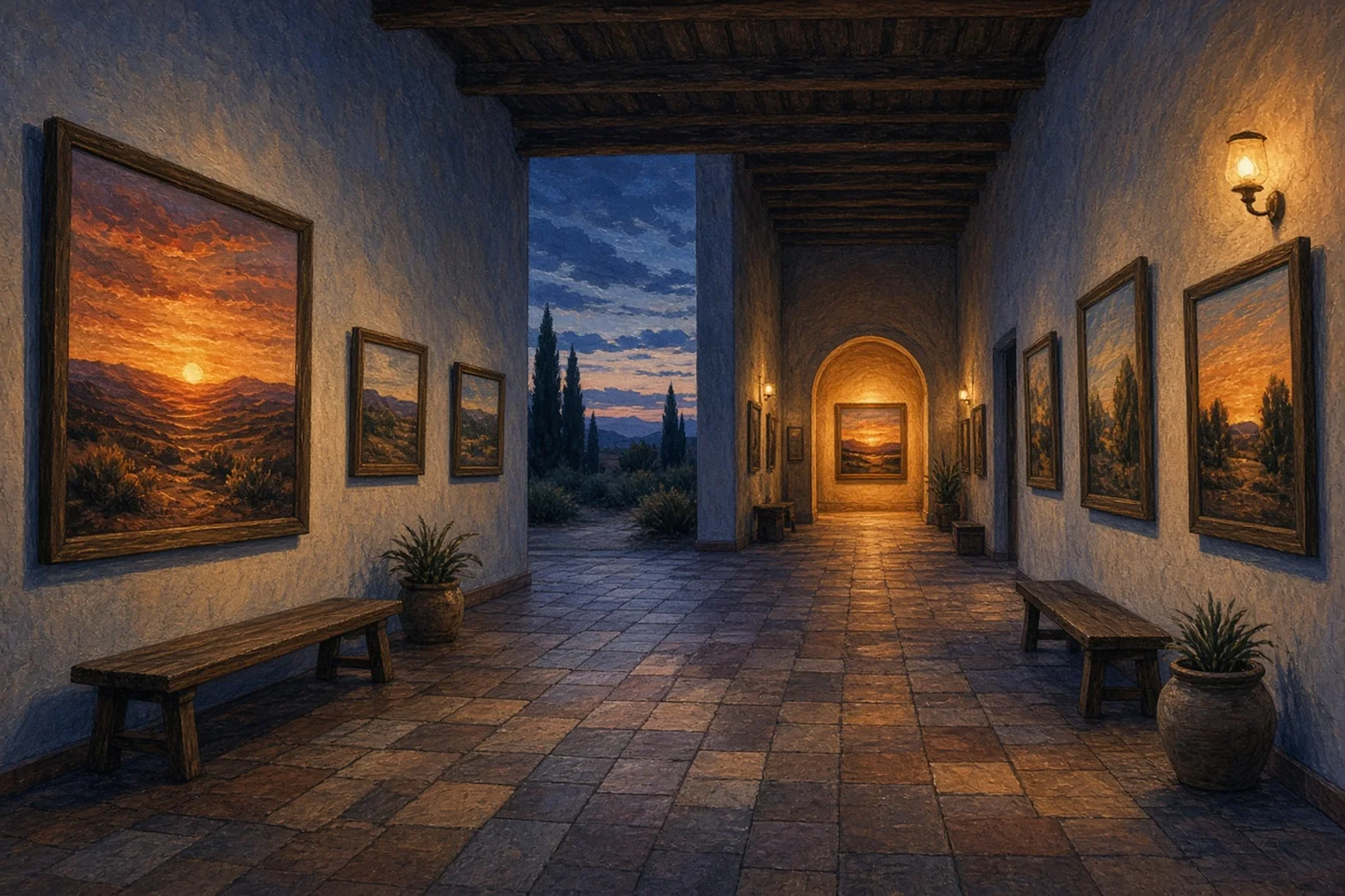 AI-generated illustration for Summer Paint Night for Adults: "Sunset" (Ages 18+); not a photograph of this event or location