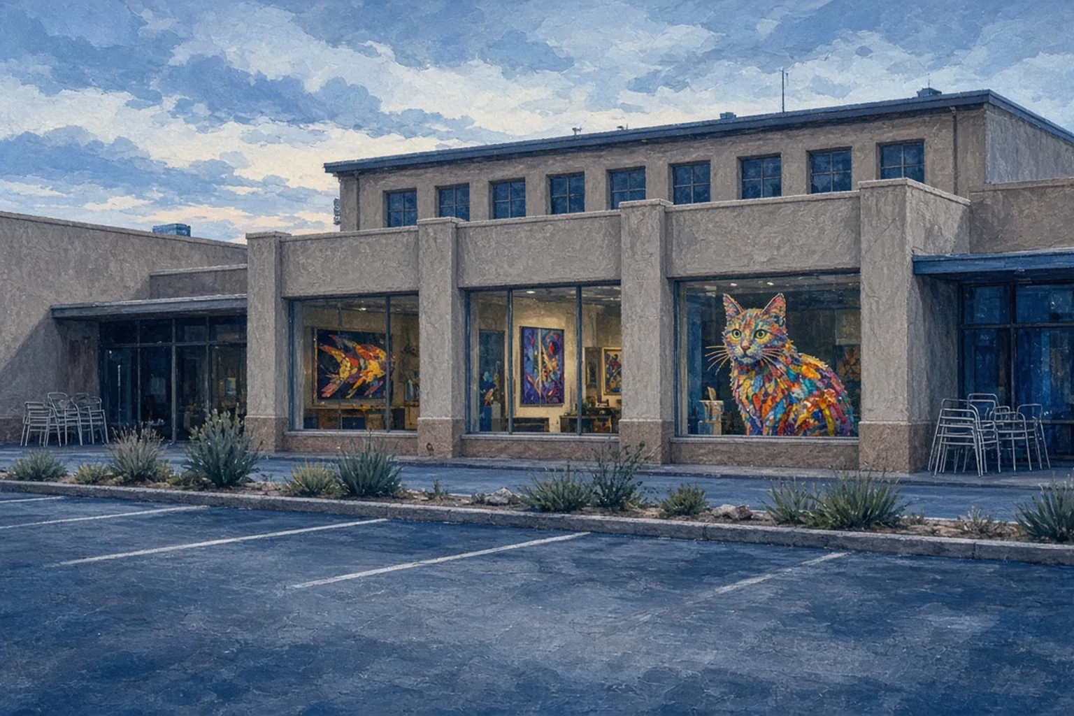 AI-generated illustration for Arts and Crafts for Adults: Technicolor Cat; not a photograph of this event or location