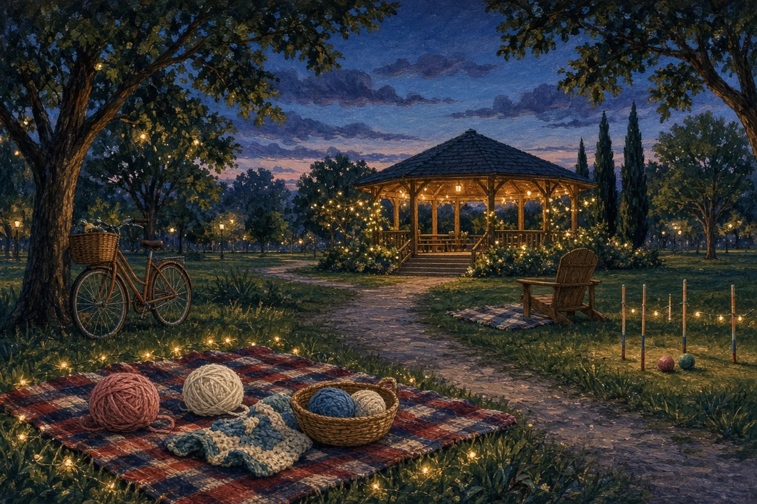 AI-generated illustration for Yarn & Hook Crochet Club; not a photograph of this event or location