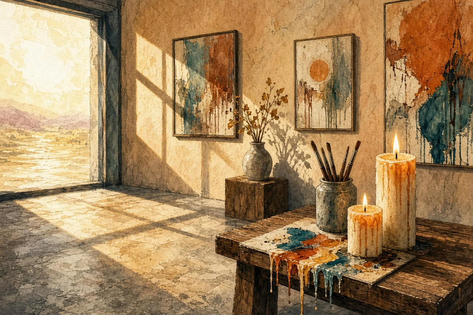 AI-generated illustration for Candle Painting; not a photograph of this event or location