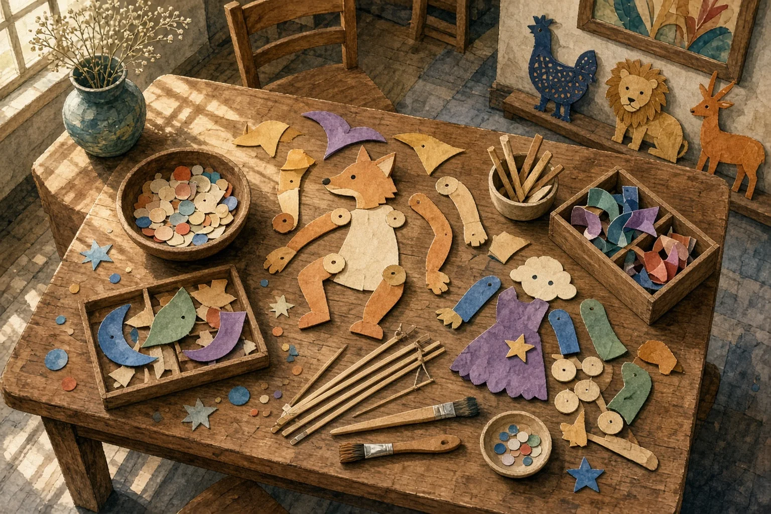 AI-generated illustration for Art is For Everyone: Paper Puppets; not a photograph of this event or location