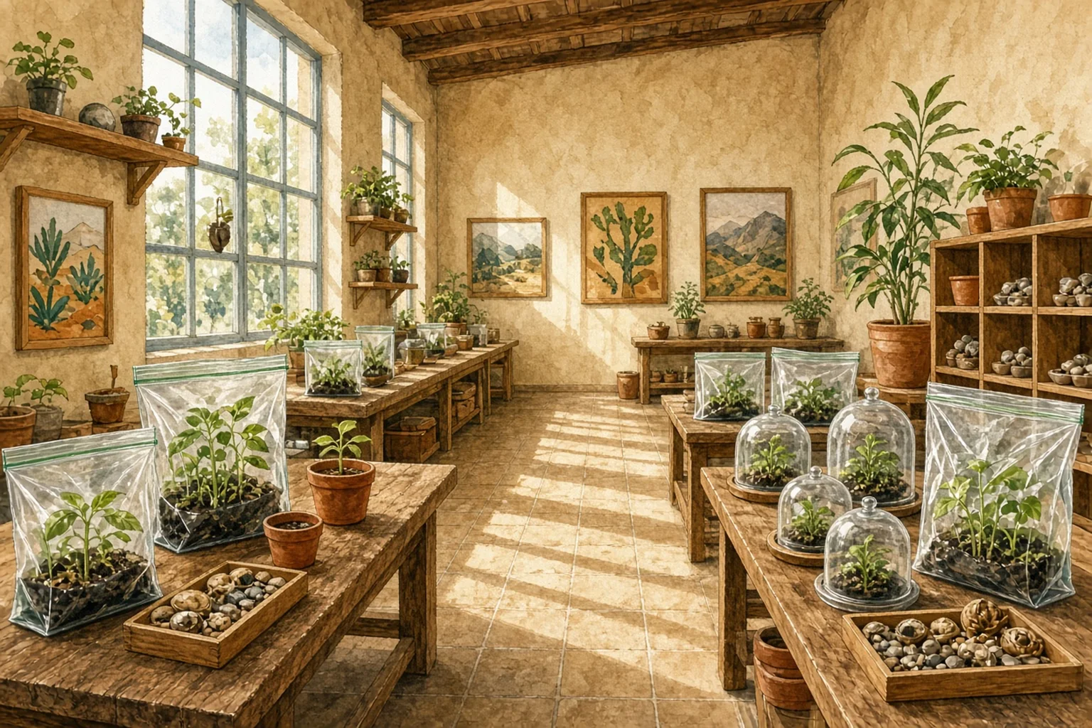 AI-generated illustration for Nature Makers: Zippy Bag Greenhouse; not a photograph of this event or location