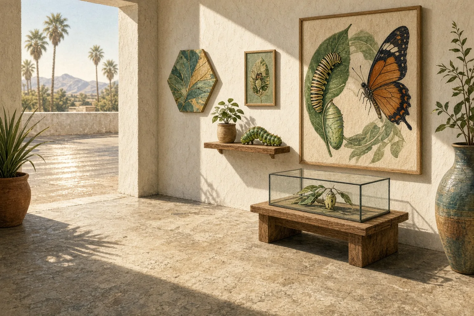 AI-generated illustration for Nature Makers: Caterpillar to Butterfly; not a photograph of this event or location