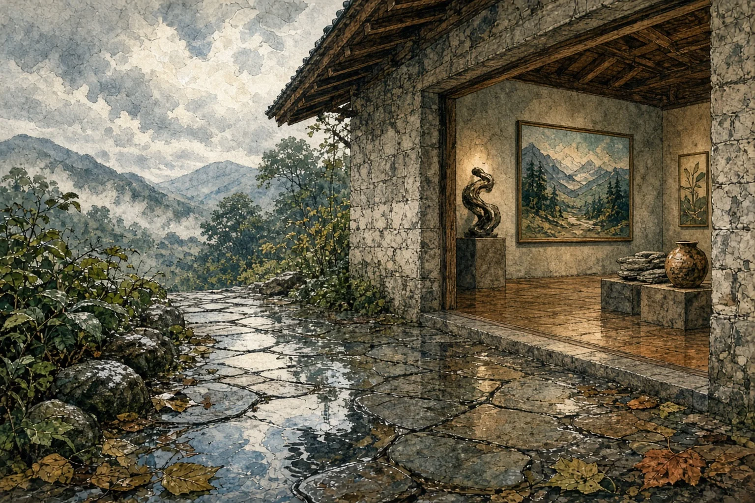 AI-generated illustration for High Altitudes and High Stakes: An Online Conversation with Lucy Foley; not a photograph of this event or location