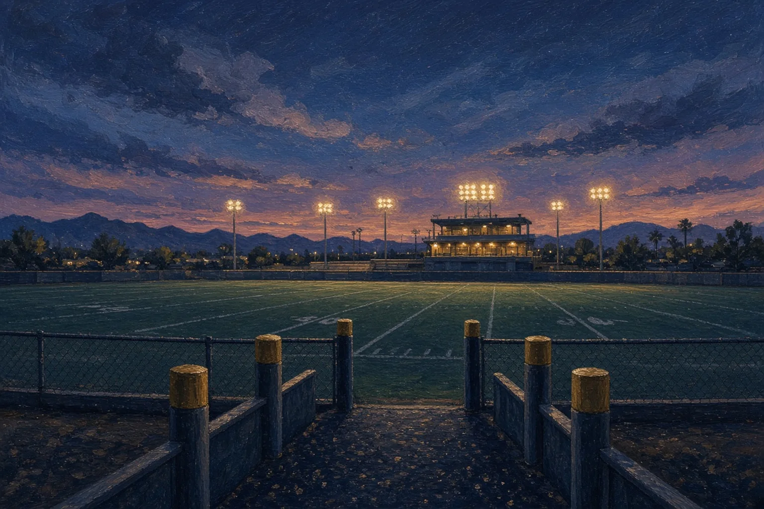 AI-generated illustration for Corona del Sol vs Valley Vista — Varsity Football; not a photograph of this event or location
