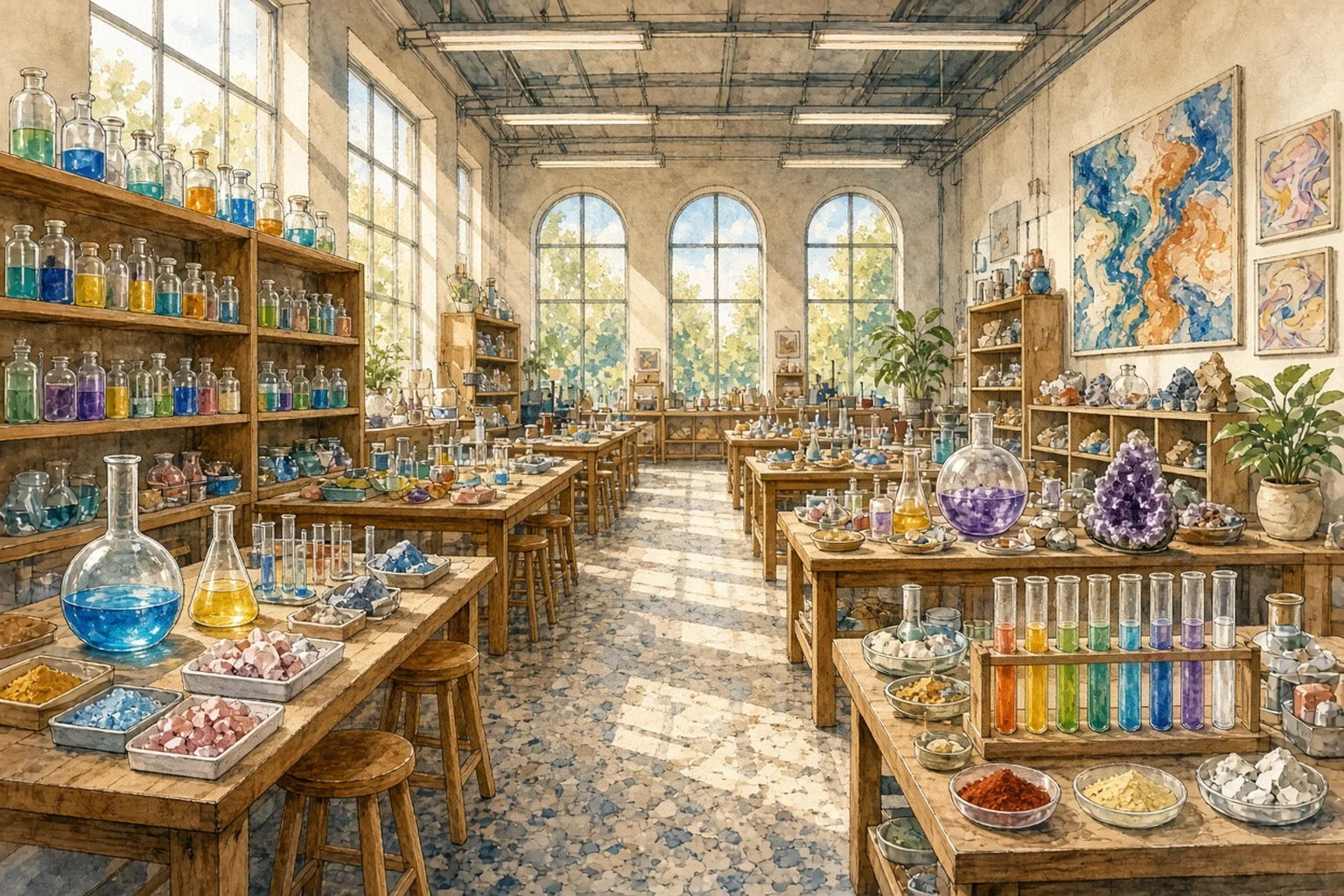 AI-generated illustration for Try It Tuesday: Chemistry Creations; not a photograph of this event or location