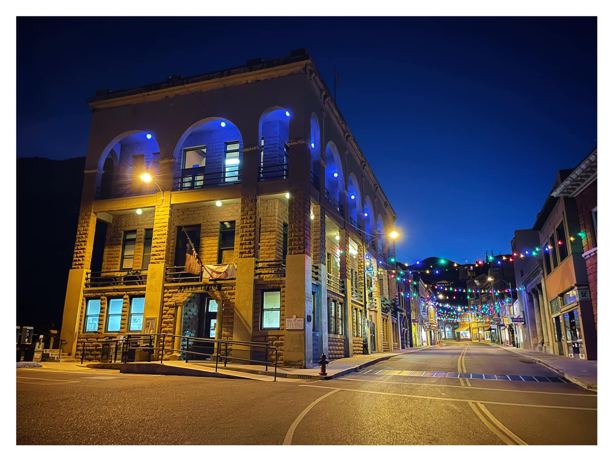 Copper Queen Library exterior at night; official venue photo, not a photo of this event